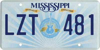 MS license plate LZT481