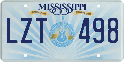 MS license plate LZT498