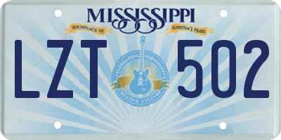 MS license plate LZT502