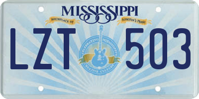 MS license plate LZT503