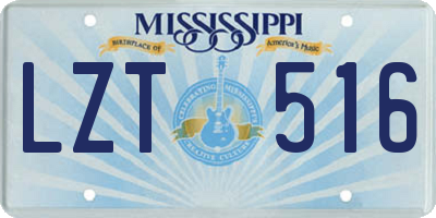 MS license plate LZT516