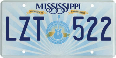 MS license plate LZT522