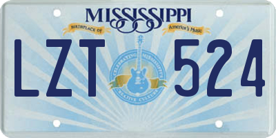 MS license plate LZT524