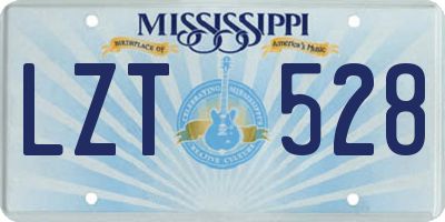 MS license plate LZT528