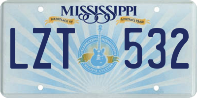MS license plate LZT532