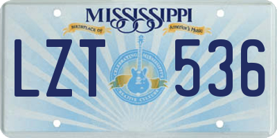 MS license plate LZT536