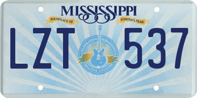 MS license plate LZT537