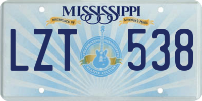 MS license plate LZT538