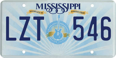 MS license plate LZT546