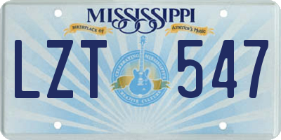 MS license plate LZT547