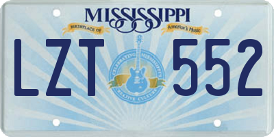 MS license plate LZT552
