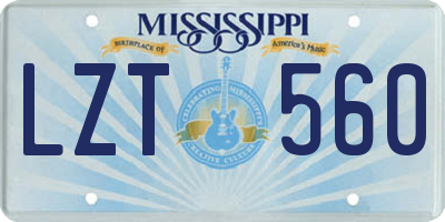 MS license plate LZT560