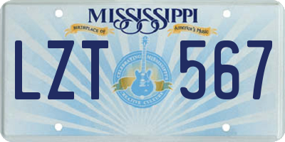 MS license plate LZT567