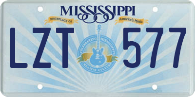 MS license plate LZT577