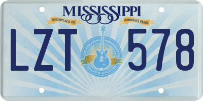 MS license plate LZT578