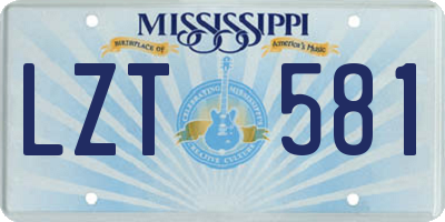 MS license plate LZT581