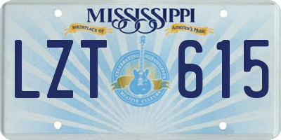 MS license plate LZT615