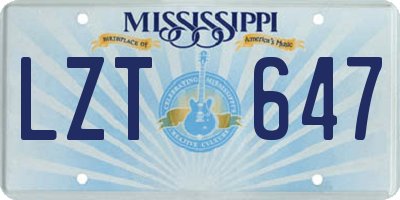 MS license plate LZT647