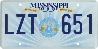 MS license plate LZT651