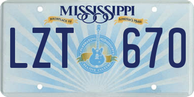 MS license plate LZT670
