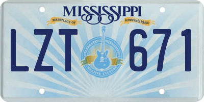 MS license plate LZT671