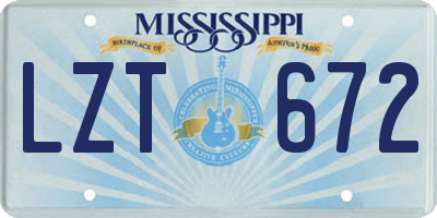 MS license plate LZT672