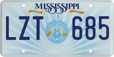 MS license plate LZT685