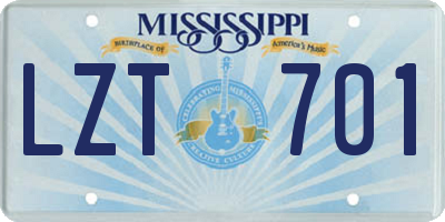 MS license plate LZT701