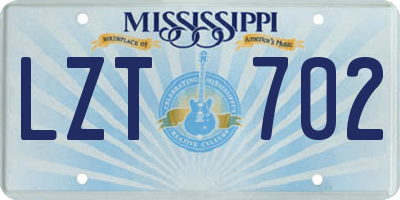 MS license plate LZT702