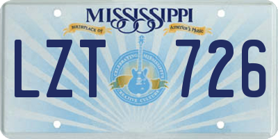 MS license plate LZT726