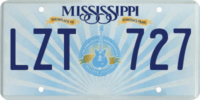 MS license plate LZT727