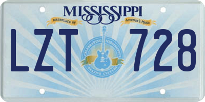 MS license plate LZT728