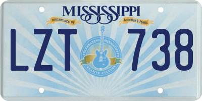 MS license plate LZT738