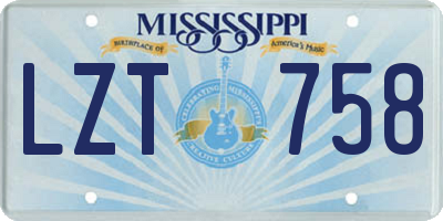 MS license plate LZT758