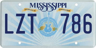 MS license plate LZT786
