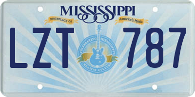 MS license plate LZT787