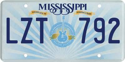 MS license plate LZT792