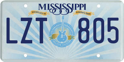 MS license plate LZT805