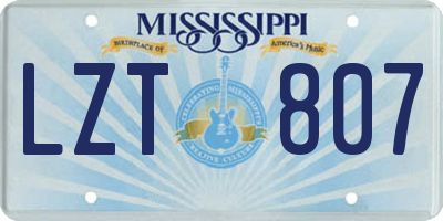 MS license plate LZT807
