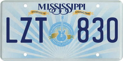 MS license plate LZT830