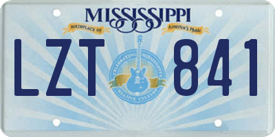 MS license plate LZT841