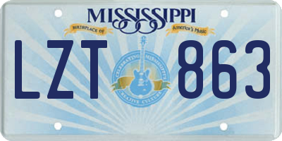 MS license plate LZT863