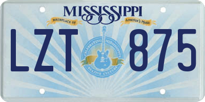 MS license plate LZT875