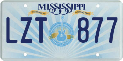 MS license plate LZT877