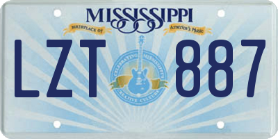 MS license plate LZT887