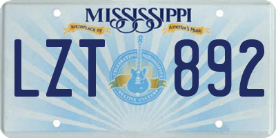 MS license plate LZT892