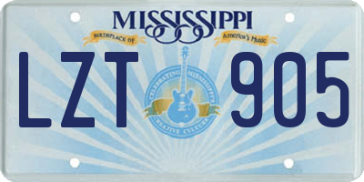 MS license plate LZT905