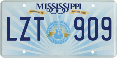 MS license plate LZT909