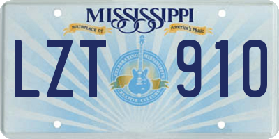 MS license plate LZT910