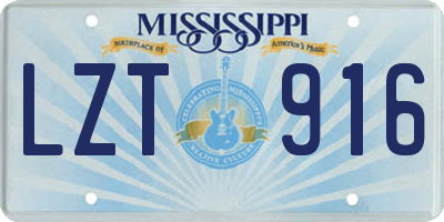 MS license plate LZT916